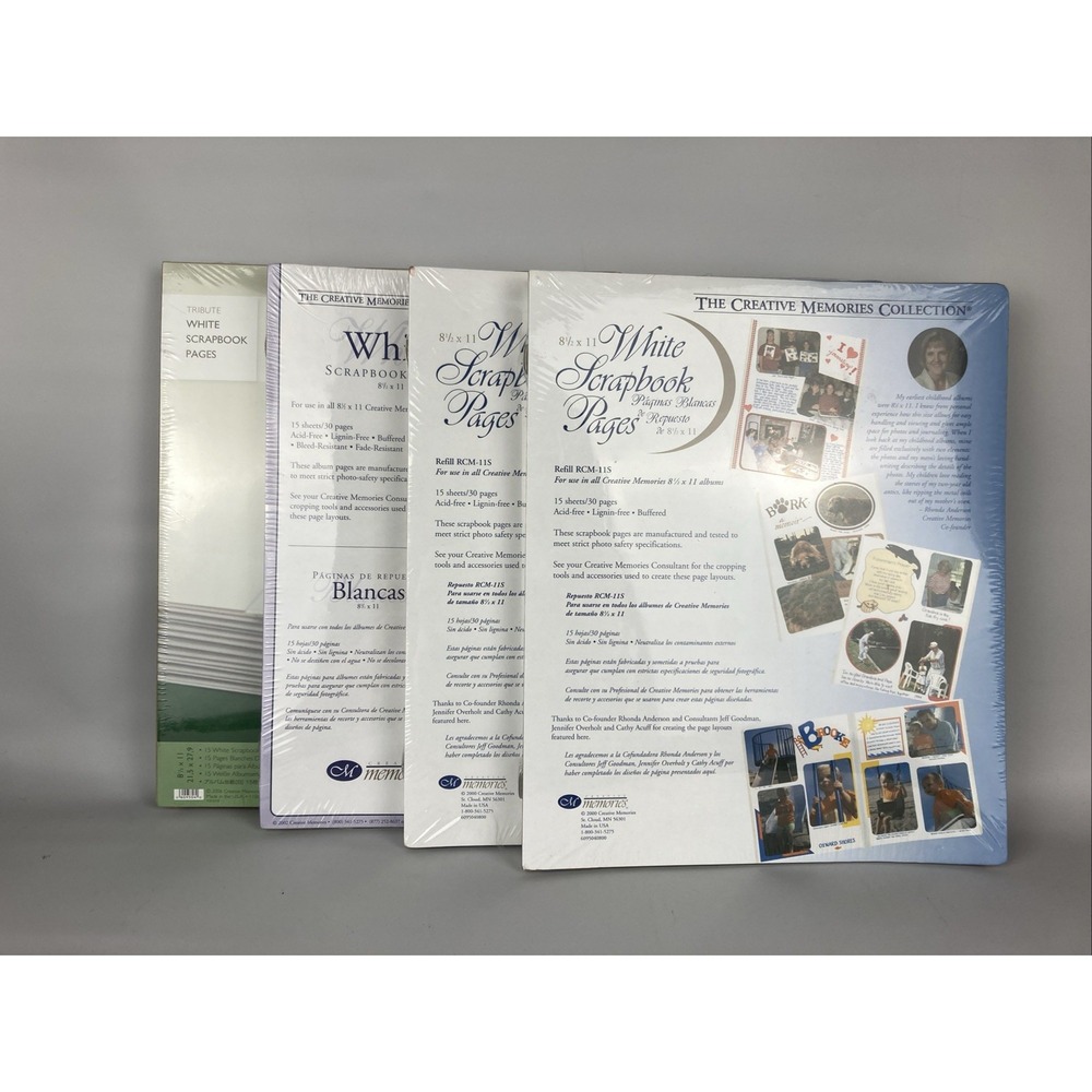 4 X Creative Memories 8 1/2 X 11 Scrapbook Refill Pages 15 Sheets RCM-11S White